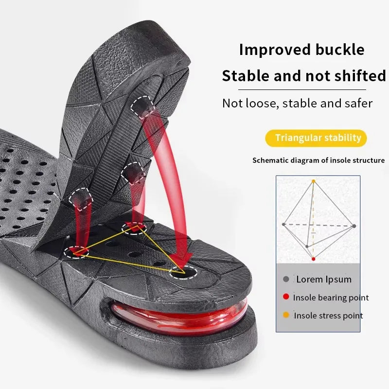 Height Increase Insoles with Air Cushion – Elevator Shoe Inserts for Men & Women, Adjustable 3-9cm Taller Footwear Lifts