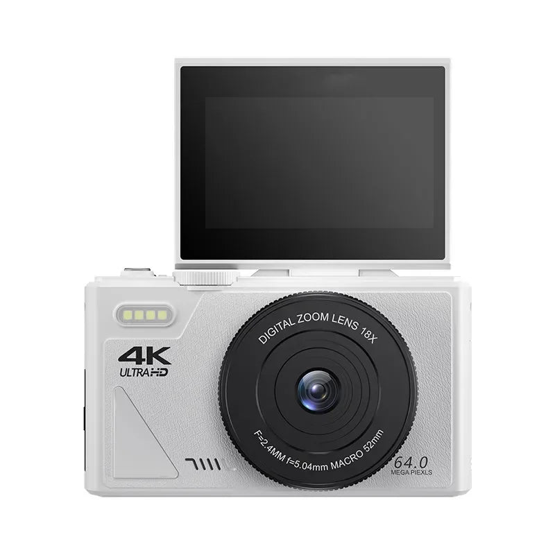 4K Camera for Photography – 18X Digital Zoom, 64MP Vlogging Camcorder, 3'' Flip Screen, WIFI Selfie Webcam for YouTube