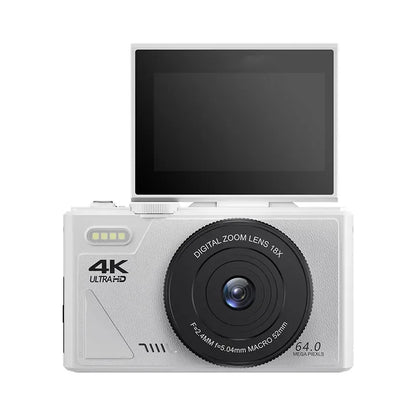 4K Camera for Photography – 18X Digital Zoom, 64MP Vlogging Camcorder, 3'' Flip Screen, WIFI Selfie Webcam for YouTube