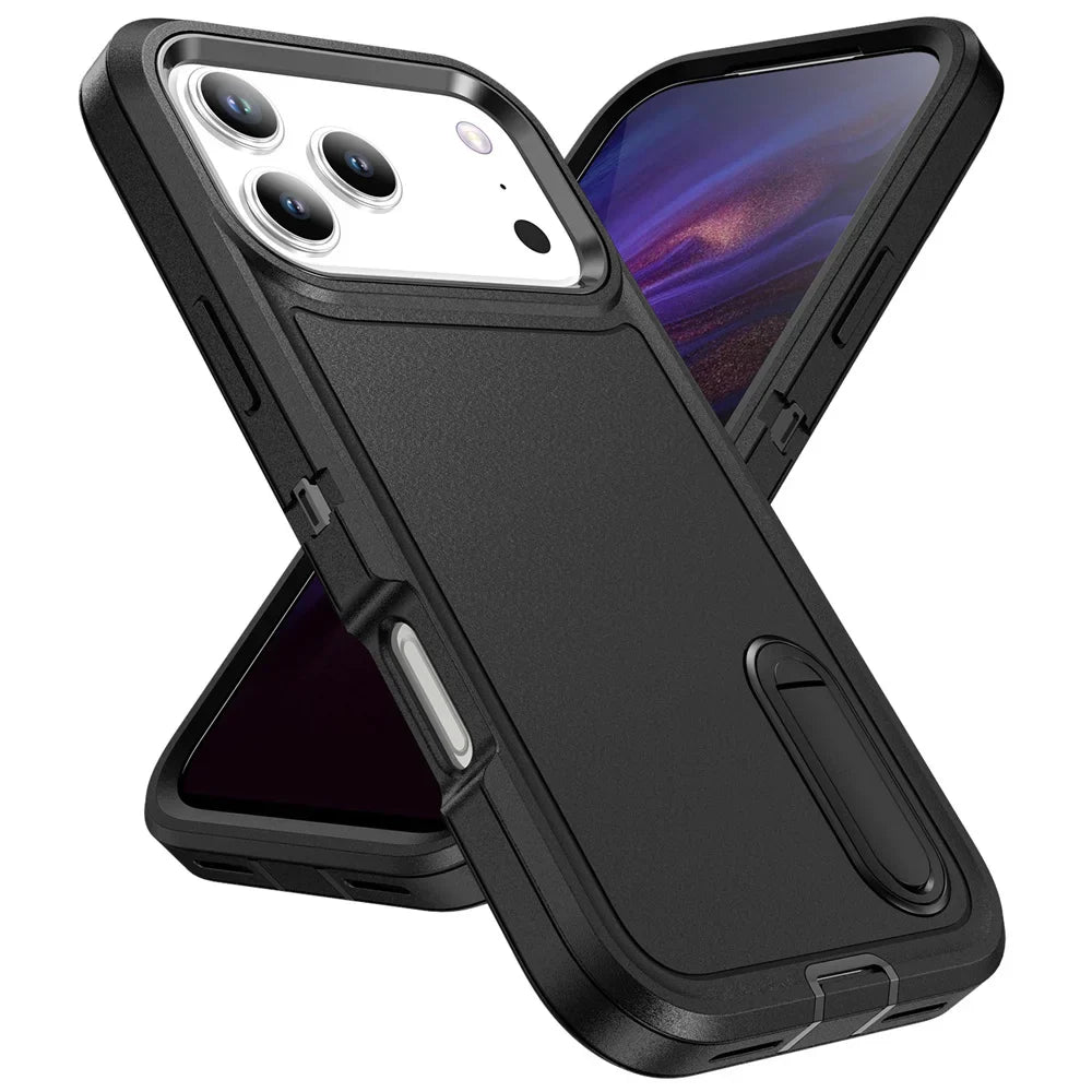 Heavy Duty Armor Phone Case for iPhone – Shockproof Stand Cover with Kickstand for iPhone 11 to 17 Series
