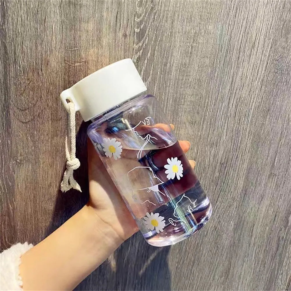 500ml BPA-Free Plastic Transparent Water Bottle - Portable Outdoor Sports Cup with Rope - Student Mug