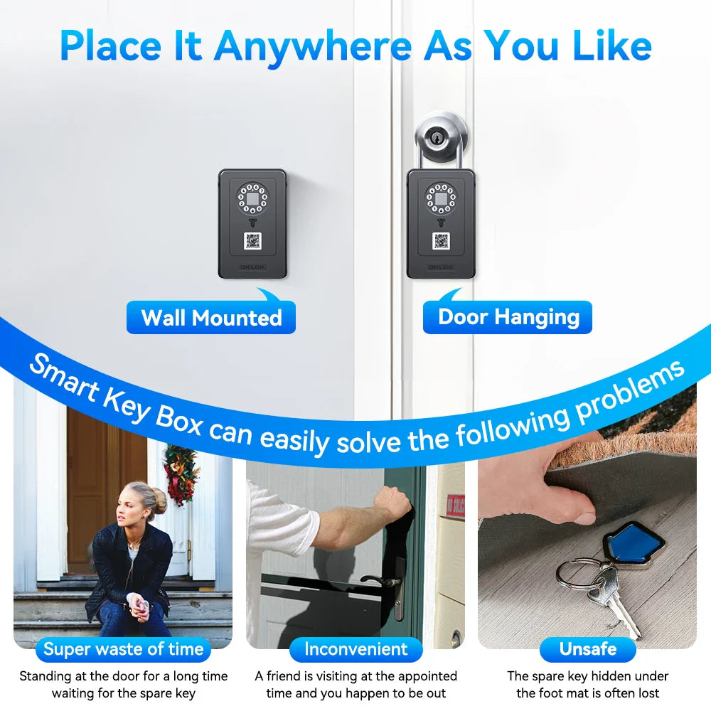 Camluxy Smart Key Box with Fingerprint & Digital Password – Secure Lockbox with IC Card and Combination Code Unlock
