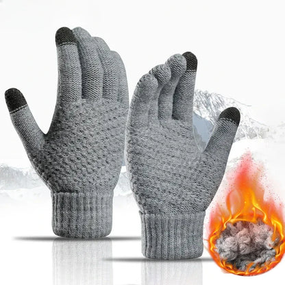 Warm Winter Touch Screen Gloves – Stretch Knit Mittens for Men and Women – Wool Full Finger Outdoor Cycling and Driving Gloves