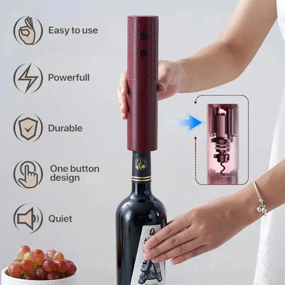 Electric Wine Bottle Opener – Automatic Rechargeable Red Wine Corkscrew with One-Click Operation, Kitchen Wine Tool
