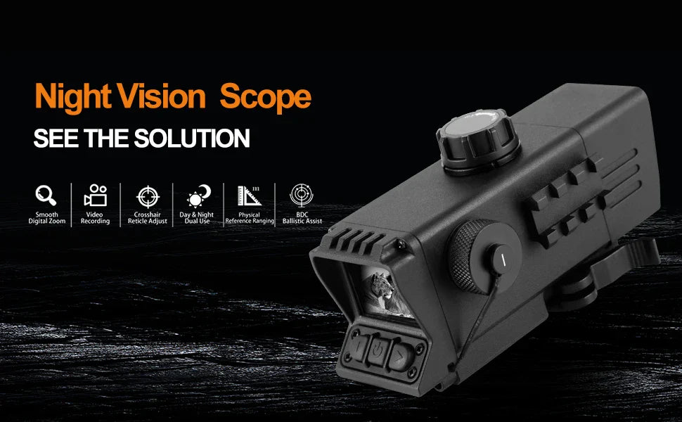 Night Vision Rifle Scope – IR850 Infrared Tactical Monocular with MOA Recording & Range Finder