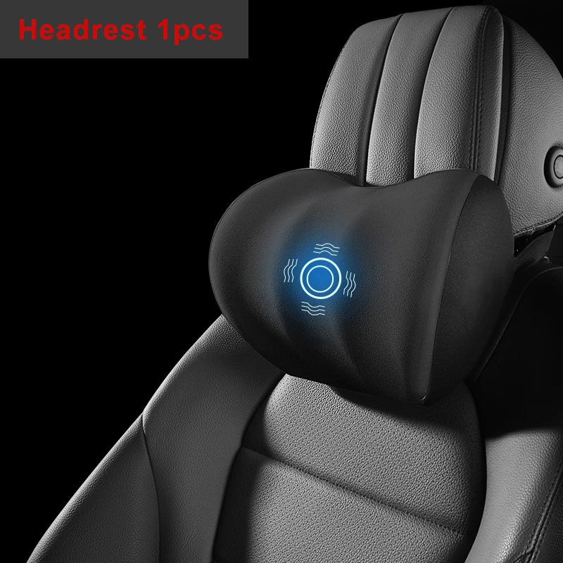 Car Electric Lumbar & Neck Massage Cushion | Single Headrest Vibration Pillow for Seat Support