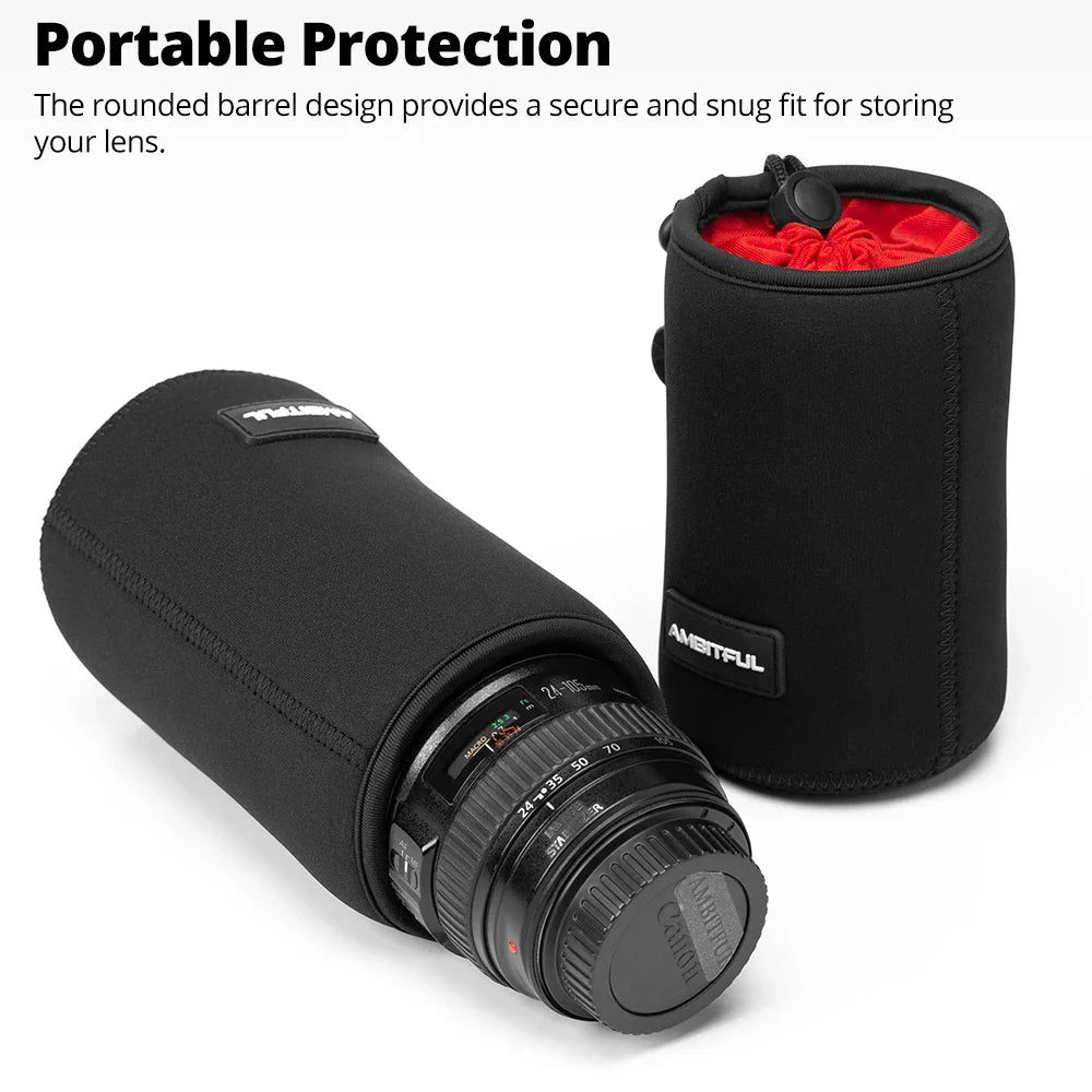 AMBITFUL Camera Lens Drawstring Bag — S/M/L/XL Pouches for Canon, Sony, Nikon DSLR Lenses