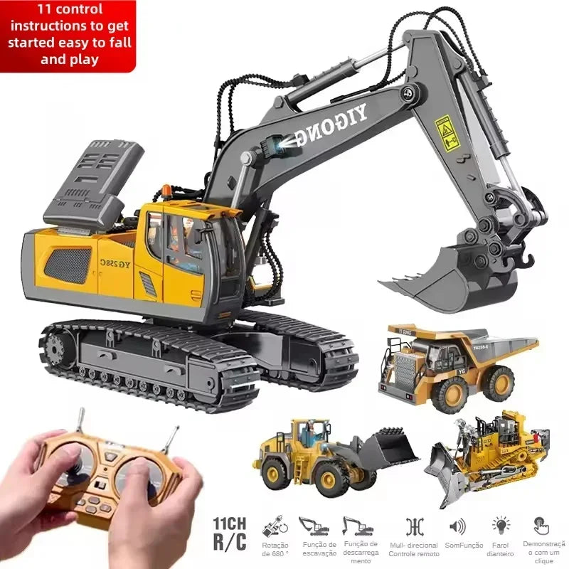 New RC Engineering Vehicle Toy — 2.4G Crawler Bulldozer, Excavator & Dumper Car for Boys, Kids Holiday Gift