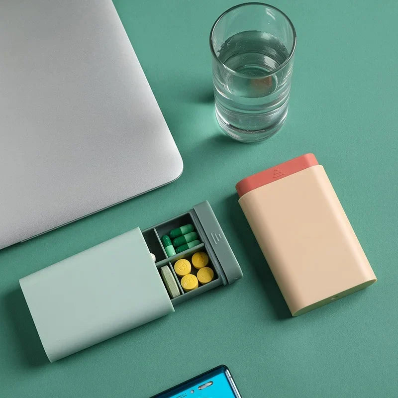 Mini Portable Travel Vitamin Pill Box: Small Container Organizer with 7 Days, 6 Grids - Medicine and Fish Oils Storage Tablet Case