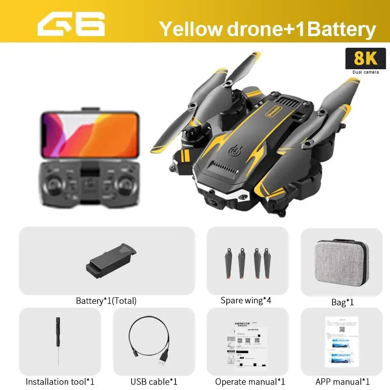 KBDFA G6 5G Drone – 8K HD Camera, GPS, Four-Sided Obstacle Avoidance, Foldable Quadcopter RC Helicopter for FPV & Professional Use