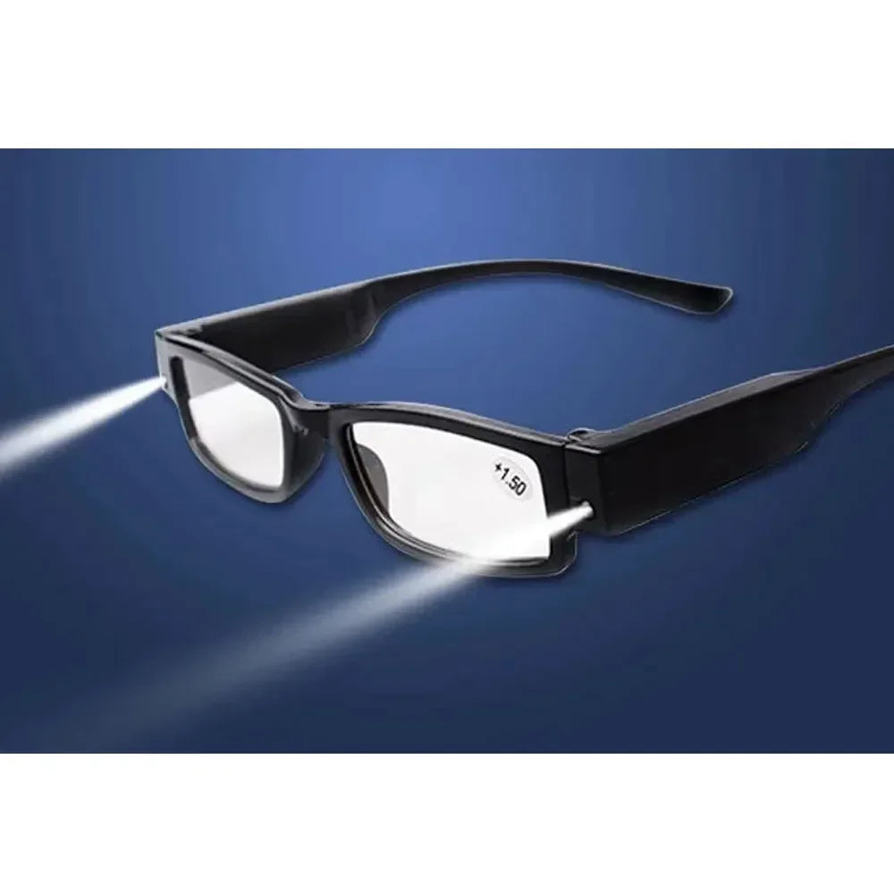 Unisex LED Reading Glasses – Light-Up Night Presbyopic Eyeglasses for Men & Women, Multi-Strength Magnifier Spectacles