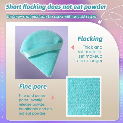 10/20PCS Triangle Velvet Powder Puffs – Mini Face Makeup Sponges, Washable & Lightweight Cosmetic Tools