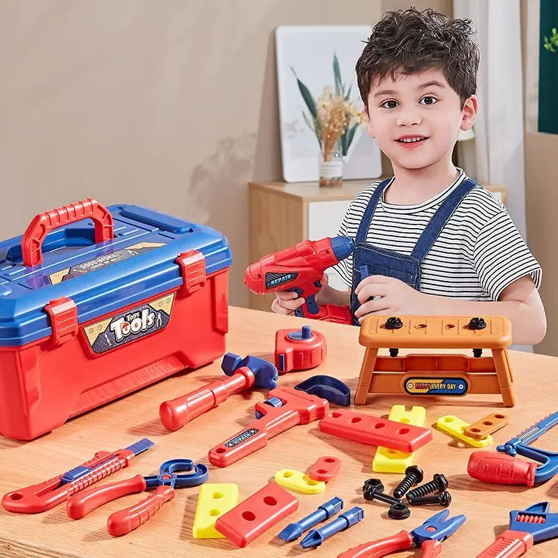 Children’s Toolbox Toy – Simulation Electric Drill & Repair Platform for Boys, Baby Screw Assembly Play Set