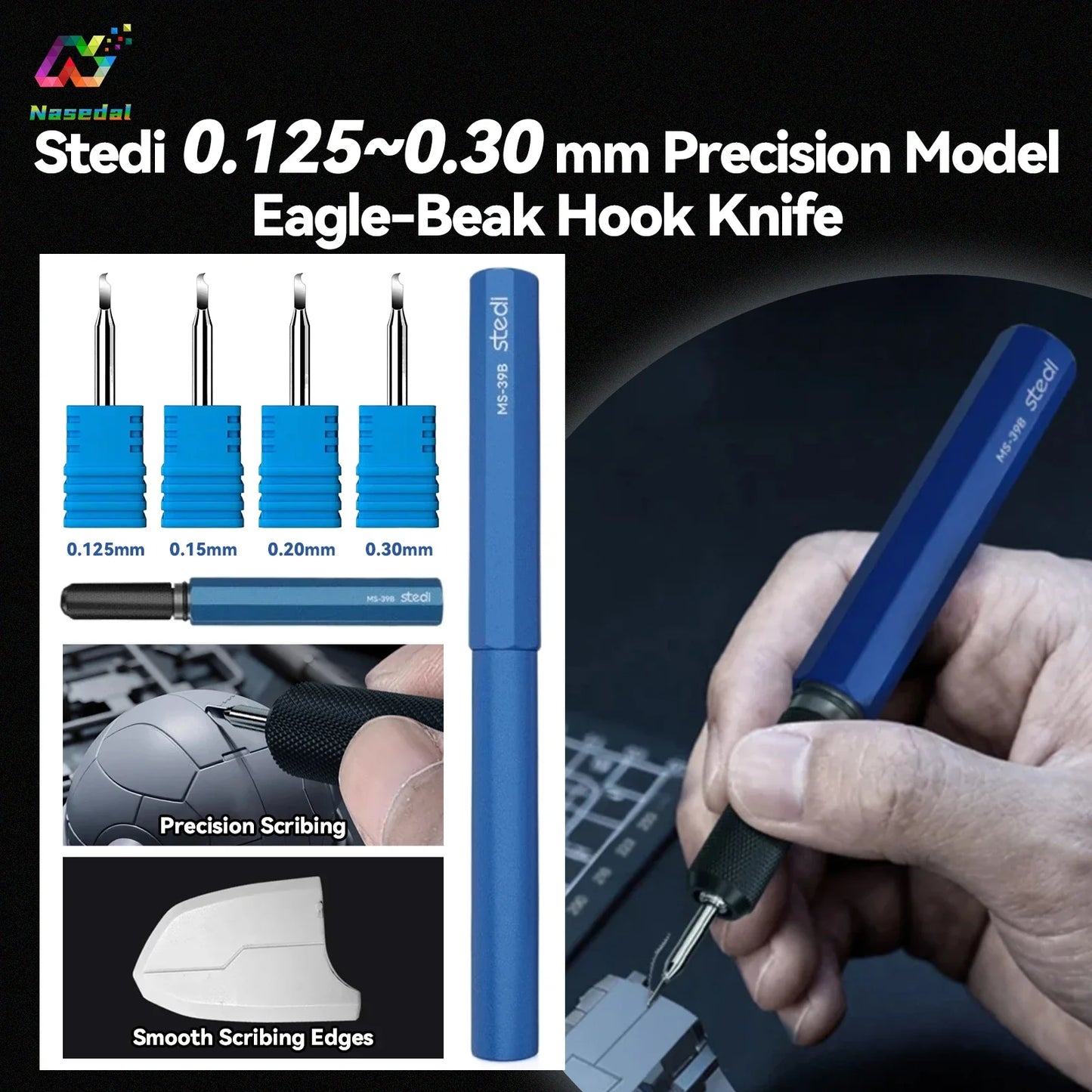 STEDI Precision Eagle-Beak Hook Knife 0.125–0.30mm – Model Trimming & Scribing Tool for Gundam, Carving & Detail Craft Work