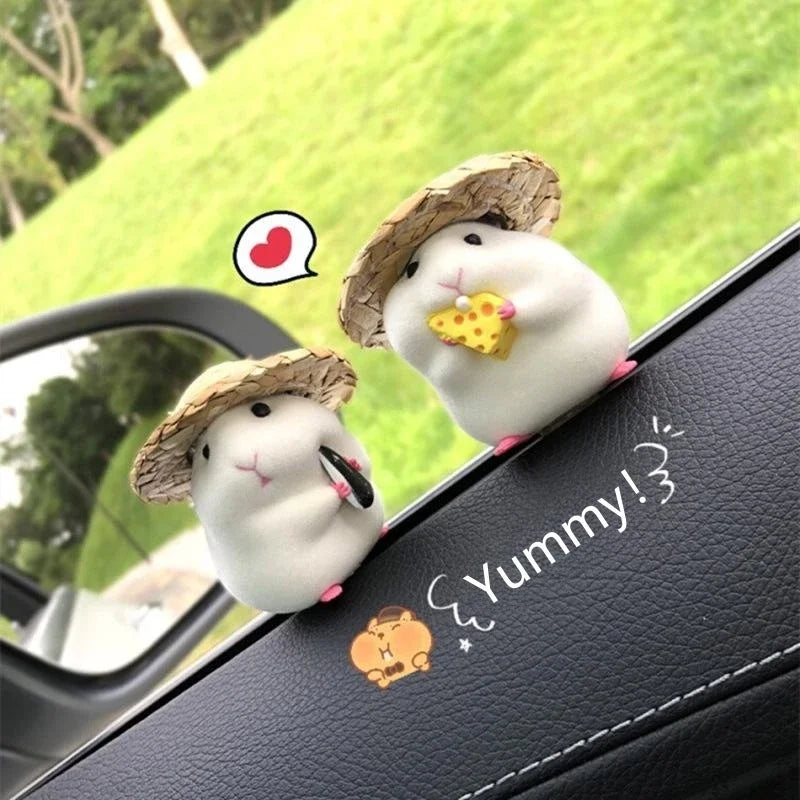 Cute Hamster Car Console Doll – Fun Car Interior Pendant & Cool Dashboard Decoration Accessory