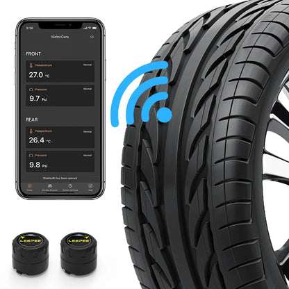Bluetooth Motorcycle TPMS with 2 Sensors – Tire Pressure Monitoring System for Pit Bike, Tyre Tester Diagnostic Kit Moto Accessories