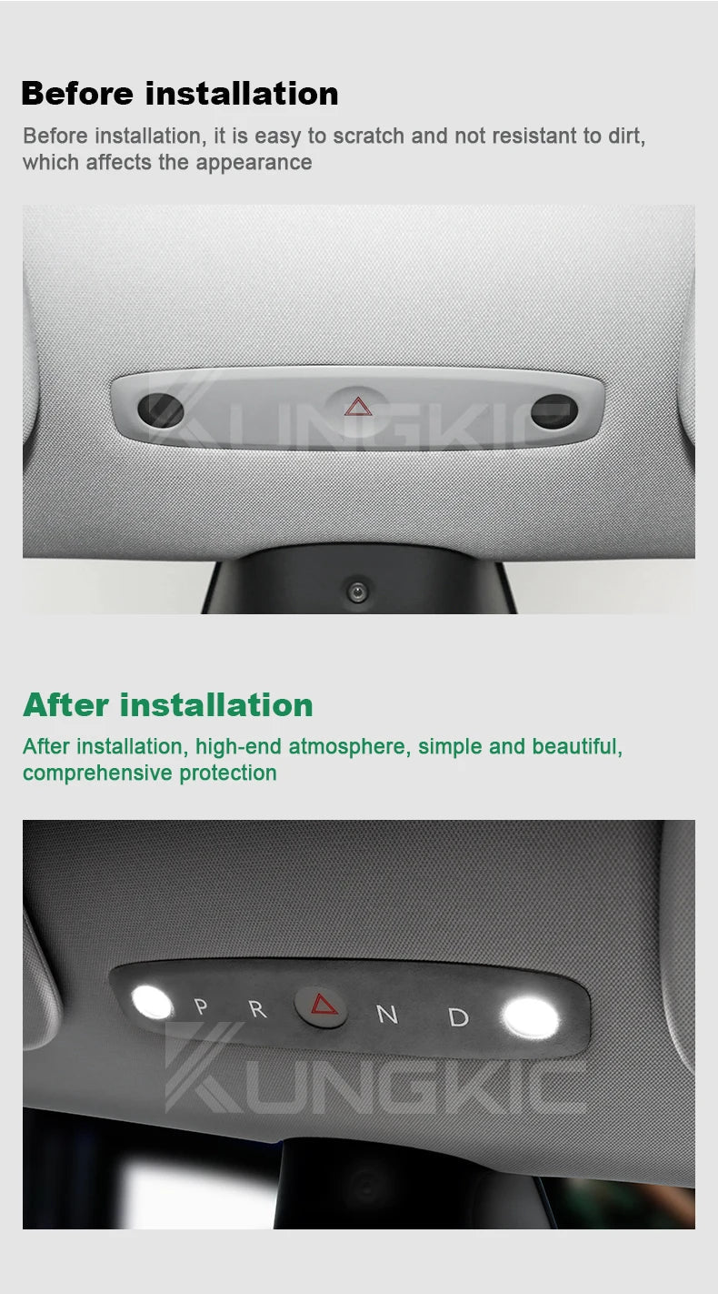 KUNGKIC Italian Top Suede Reading Light Frame Trim Stickers for Tesla Model 3 Highland 2024+ – Car Interior Decor Accessories