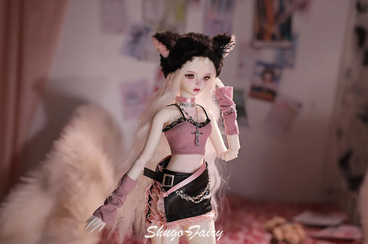 Celia N Y2K Baddie 1/4 BJD Doll – Fullset Pastel Punk Pink Cyber Style, Sweet Honey Girl ShugaFairy Collectible Figure