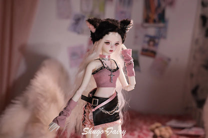Celia N Y2K Baddie 1/4 BJD Doll – Fullset Pastel Punk Pink Cyber Style, Sweet Honey Girl ShugaFairy Collectible Figure