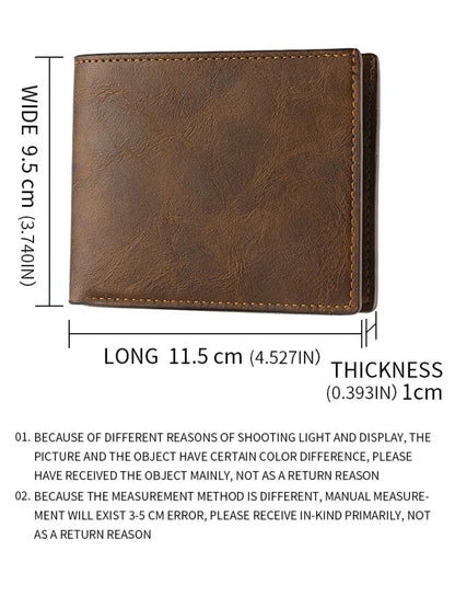 Retro Men’s PU Leather Wallet with Zipper – Classic Bi-Fold Business Card Holder with Multiple Pockets & Money Clip Slim Credit Card Wallet