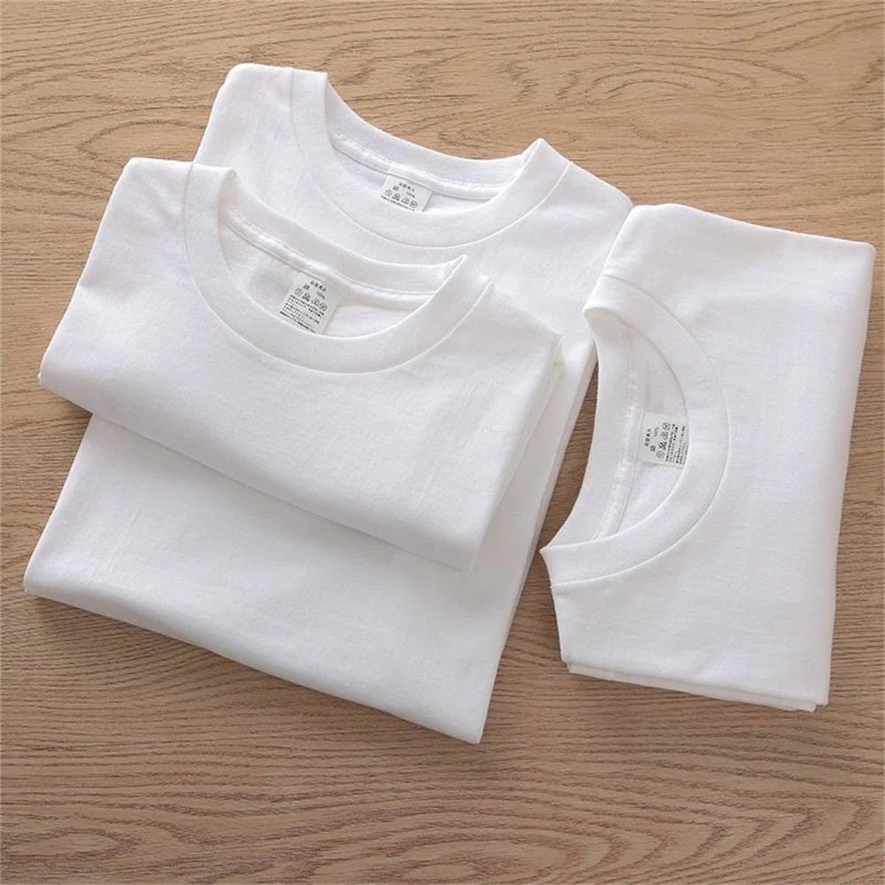2PCS Unisex 100% Cotton White T-Shirts – Casual Loose Fit Short Sleeve Breathable Tees for Men & Women