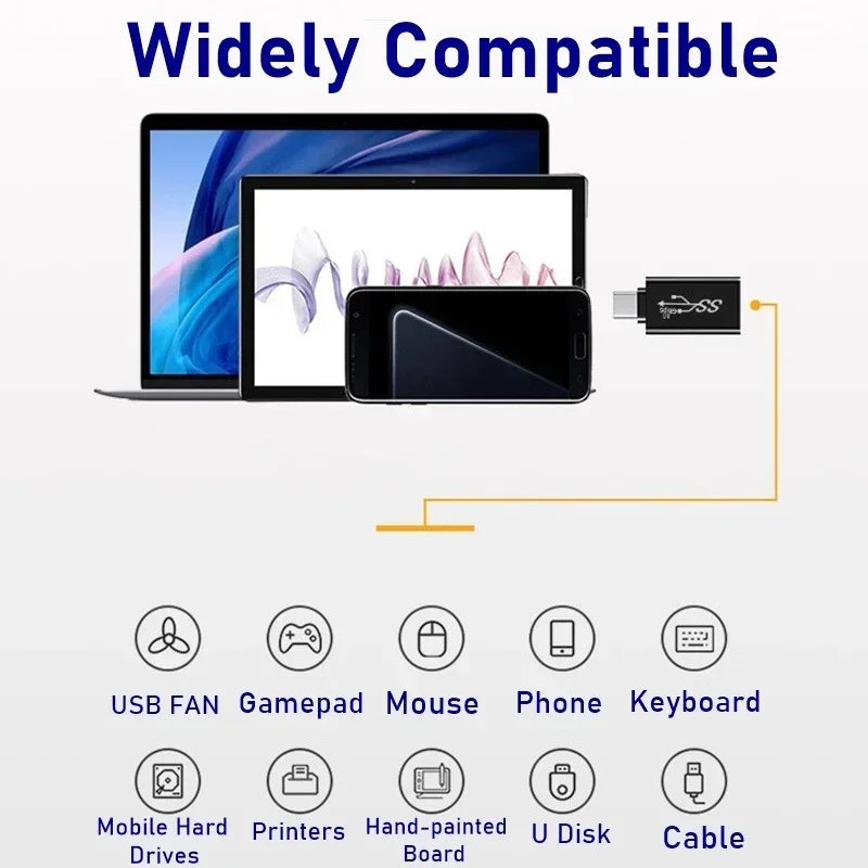 Universal OTG Type C Adapter - USB-C Male to Micro USB Female Converter, Compatible with MacBook, Samsung Note 20 Ultra, Huawei