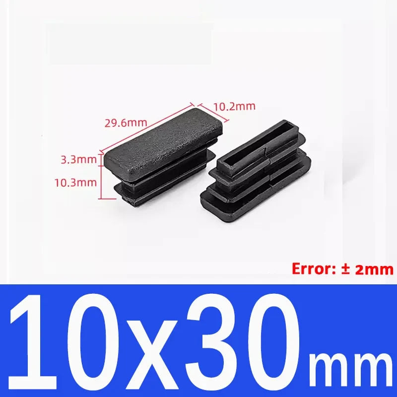Black Square Tube End Caps - Plastic Blanking Plugs for Furniture, Tables & Chairs 10-100mm