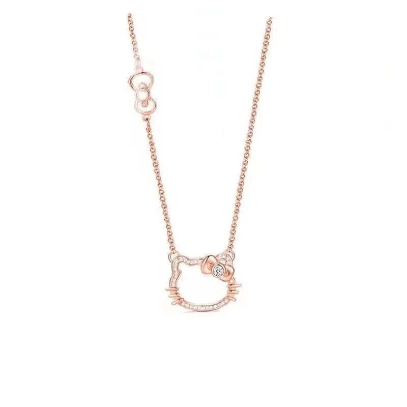 Hello Kitty Necklace & Ring Set – Cute Sanrio Cartoon Jewelry Anime Gift for Kids