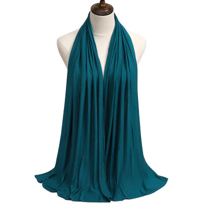 Women's Modal Cotton Jersey Hijab - Soft Solid Color Muslim Headscarf for Ramadan & Everyday Wear
