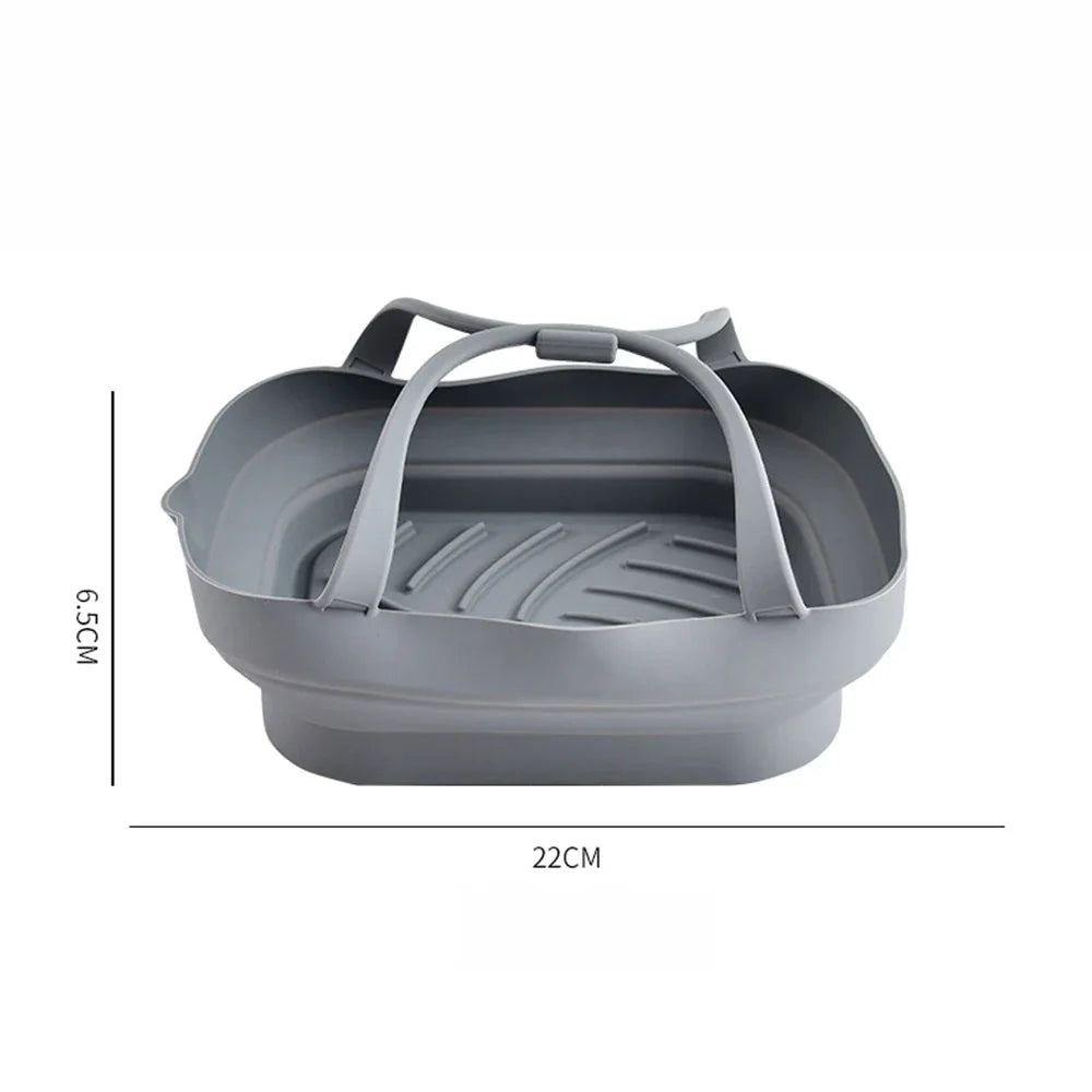 Silicone Baking Tray for Air Fryer Oven - Reusable Pizza and Fried Chicken Basket Molds - Grill Pan Accessories and Tool