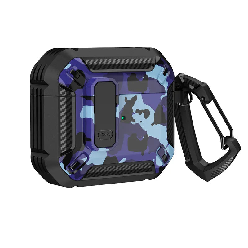 Carbon Fiber Shockproof Case for AirPods Pro 1/2 & AirPods 3 – Protective Headset Cover with Switch