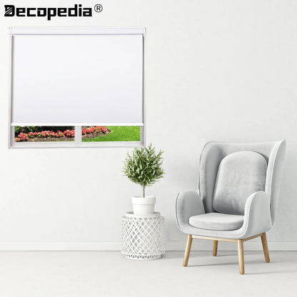 Decopedia Motorized Roller Blinds for Windows – Cordless Smart Blackout Day & Night Curtains for Living Room