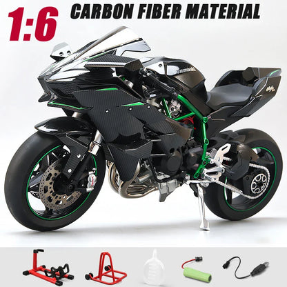 1:6 Kawasaki Ninja 500 H2R Motorcycle Model — Racing Simulation with Sound & Light, Fast & Furious Collectible Toy Gift