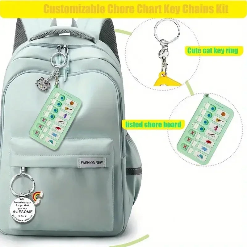 Kids Self-Discipline Checklist Memo Board – Daily Planner To-Do List with Detachable Keychain, Korean Stationery Task Board