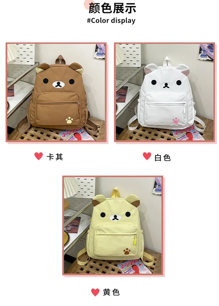 Rilakkuma Anime Backpack — Cute Relax Bear School Bag for Women, Girls & Boys, Outdoor Travel Rucksack Gift