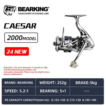 BEARKING CAESAR Fishing Reel - 5+1BB Stainless Steel Bearing System with 5.2:1 Gear Ratio & 15Kg Max Drag Power