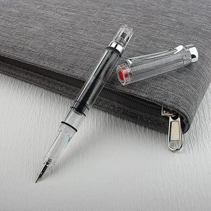 3059 Piston Fountain Pen – High-Quality Transparent Resin with EF/F Nib (0.38/0.5mm) for Business & Gift