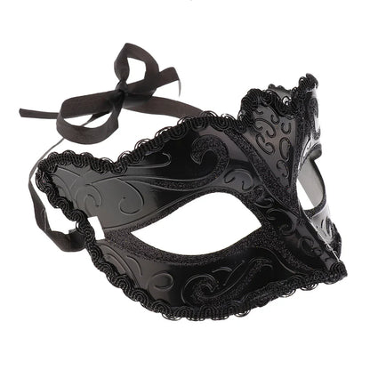 Black Lace Half Face Fox Mask – Venetian Masquerade Eye Mask with Tiara for Carnival & Party Wear