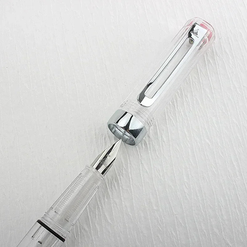3059 Piston Fountain Pen – High-Quality Transparent Resin with EF/F Nib (0.38/0.5mm) for Business & Gift