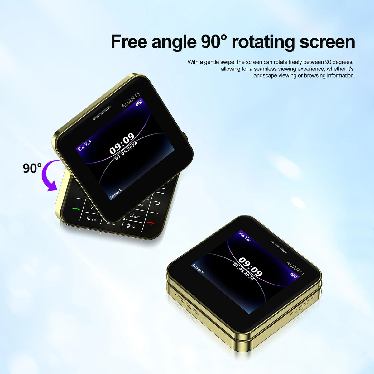 SERVO Mini 2G GSM Dual SIM Phone - Rotatable Slider Cellphone with Magic Voice, FM Radio & Quick Dial Buttons