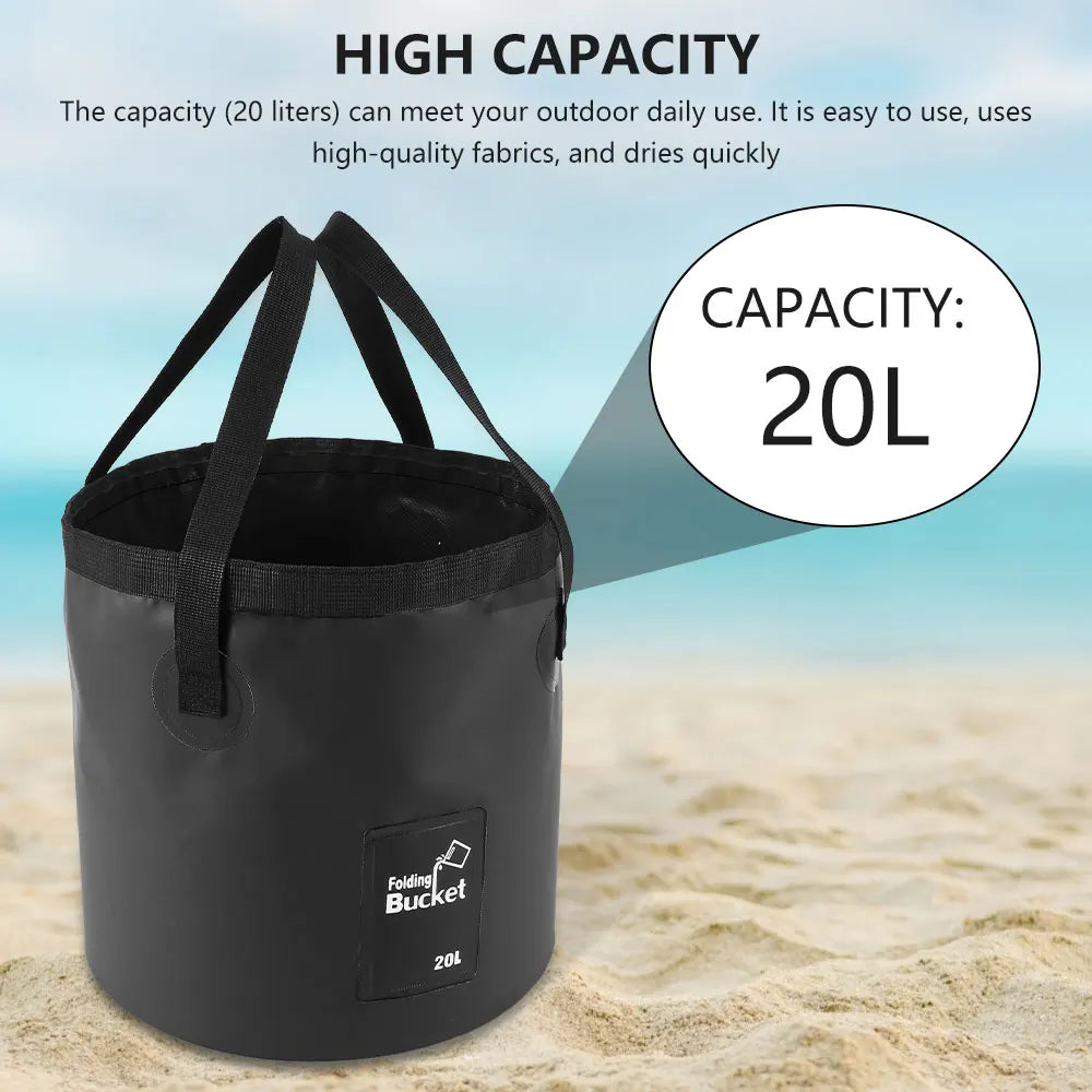 20L Portable Foldable Outdoor Camping Water Storage Bag - Waterproof Travel Bucket for Fishing and More