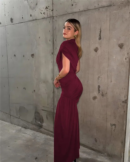 Balitops Summer Draped Ruched Mini Dress – 2025 Irregular High Waist Slim Fit Elegant Club Tank Dress for Women