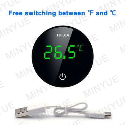 MINYUE LCD Digital Aquarium Thermometer – High Precision External Fish Tank Thermometer with Type-C Charging (-9.9 to 50℃)