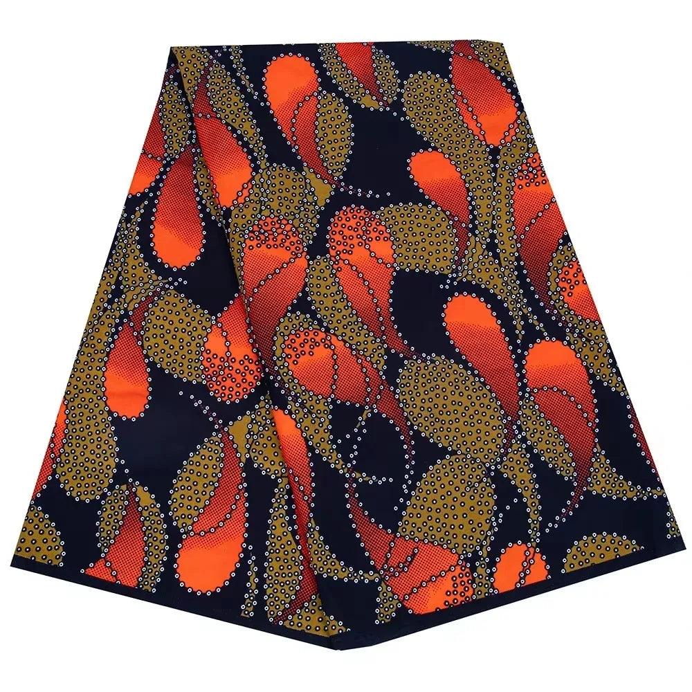 Ankara African Leaf Print Fabric - Real Wax Patchwork Sewing, Craft & DIY Textile Material