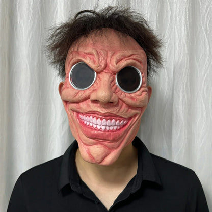 Scary Smile Half Face Mask - Creepy Black Hole Horror Halloween Cosplay Costume