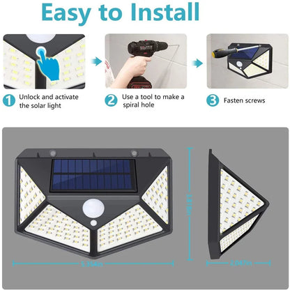 12 Pack Solar Outdoor Lights – 100 LED Wall Lamps with Motion Sensor, 270° Lighting Angle for Backyard and Garden
