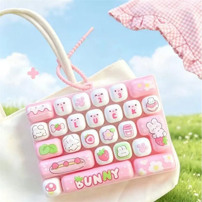 Cartoon Animal Keycap Keychain - 26-Grid Stress Relief Bag & Backpack Accessory