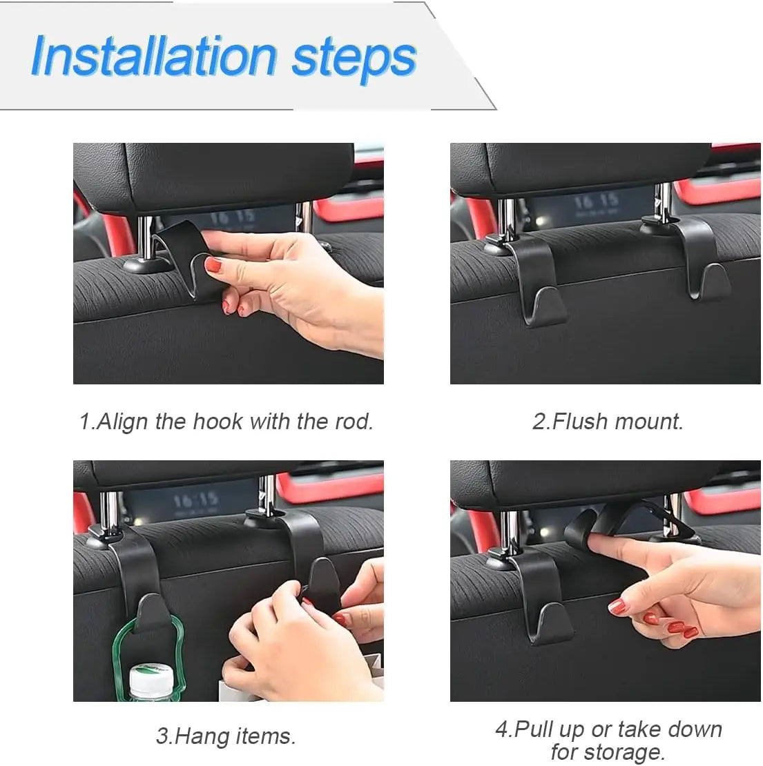 Car Back Seat Hook Phone Holder - Headrest Stand for iPhone, Samsung & All Phones