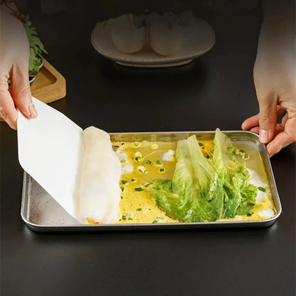 Stainless Steel Rectangle Serving Tray – Buffet Food Plate & Storage Organizer for Home, Rice, Noodles & Kitchen Use