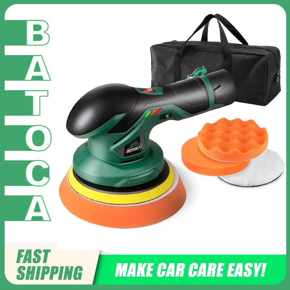 BATOCA 12V Cordless Dual Action Car Polisher — Wireless Electric Polishing Machine with Adjustable Power Tools
